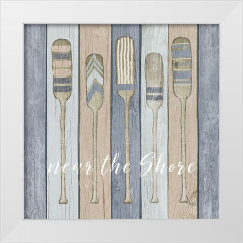 Oars Near the Shore White Modern Wood Framed Art Print by Metz, Andi