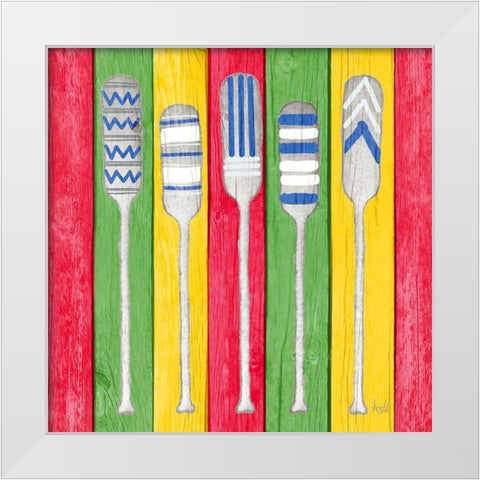 Oars on Tropical Board II White Modern Wood Framed Art Print by Metz, Andi