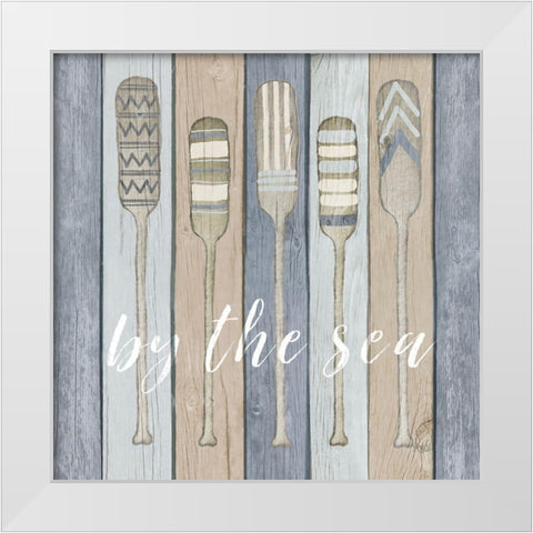 Oars by the Sea White Modern Wood Framed Art Print by Metz, Andi