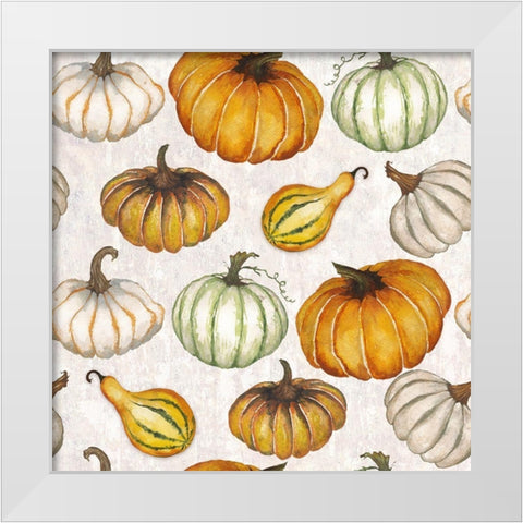 Pumpkin Pattern White Modern Wood Framed Art Print by Medley, Elizabeth