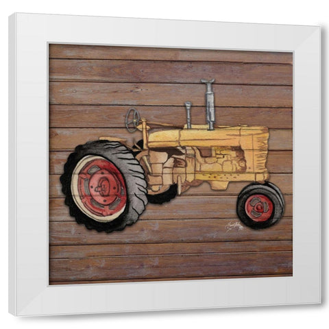 Tractor on Wood I White Modern Wood Framed Art Print by Medley, Elizabeth