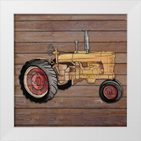 Tractor on Wood I White Modern Wood Framed Art Print by Medley, Elizabeth