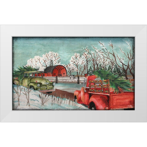 Winter Time on the Farm with Lights White Modern Wood Framed Art Print by Medley, Elizabeth