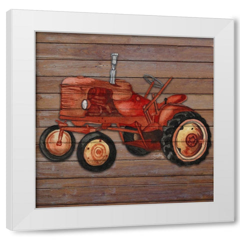 Tractor on Wood II White Modern Wood Framed Art Print by Medley, Elizabeth