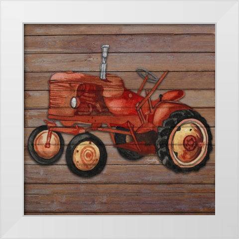 Tractor on Wood II White Modern Wood Framed Art Print by Medley, Elizabeth