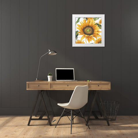 Happy Sunflower I White Modern Wood Framed Art Print by Medley, Elizabeth