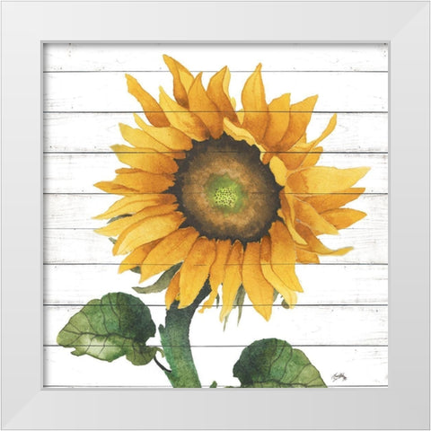 Happy Sunflower II White Modern Wood Framed Art Print by Medley, Elizabeth