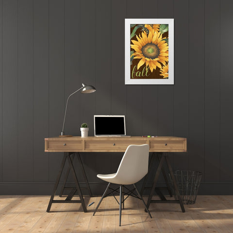 Sunflowers in the Fall White Modern Wood Framed Art Print by Medley, Elizabeth
