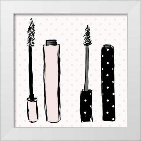 Mascara Dots White Modern Wood Framed Art Print by SD Graphics Studio