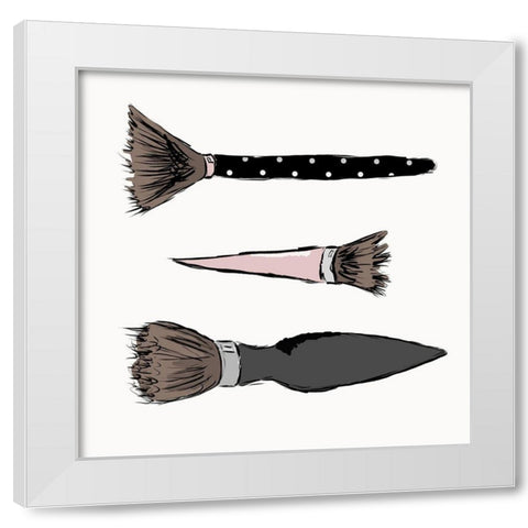 Makeup Brushes White Modern Wood Framed Art Print by SD Graphics Studio