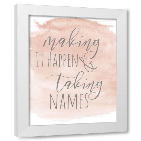 Taking Names White Modern Wood Framed Art Print by SD Graphics Studio