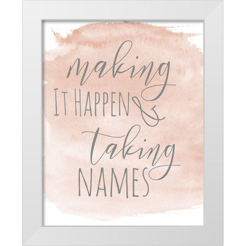 Taking Names White Modern Wood Framed Art Print by SD Graphics Studio
