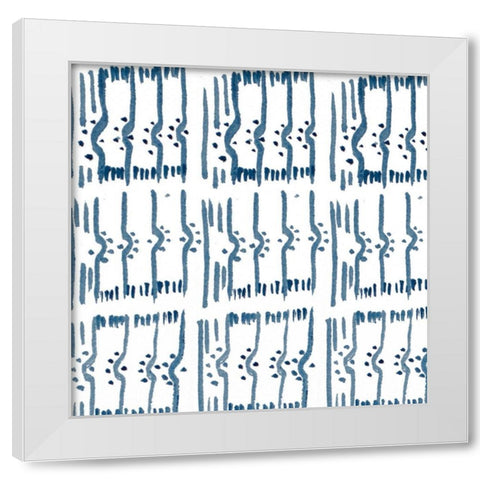 Blue Glyphics II White Modern Wood Framed Art Print by SD Graphics Studio