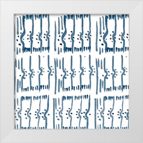 Blue Glyphics II White Modern Wood Framed Art Print by SD Graphics Studio