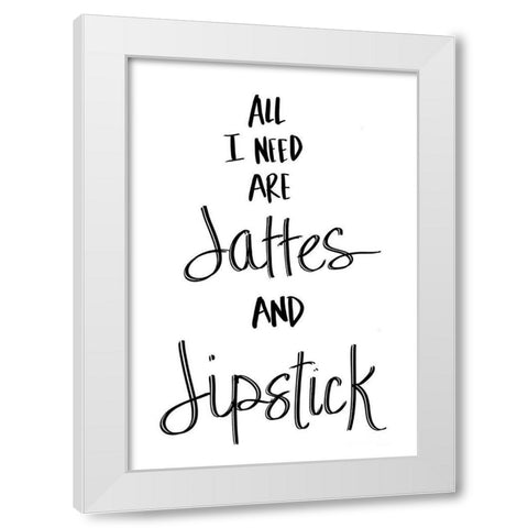 Lattes and Lipstick White Modern Wood Framed Art Print by SD Graphics Studio