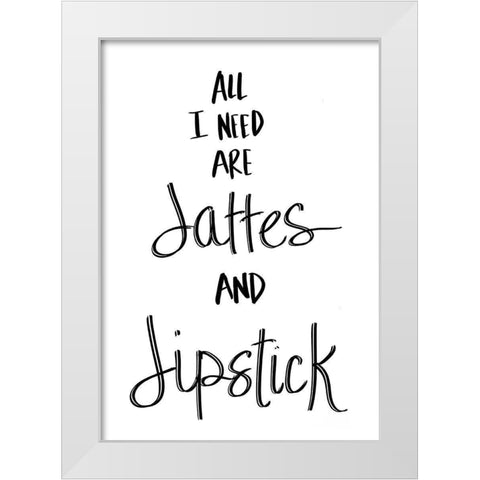Lattes and Lipstick White Modern Wood Framed Art Print by SD Graphics Studio