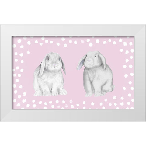 Sweet Bunnies White Modern Wood Framed Art Print by Gaynor, Janice