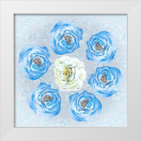 Spring Garden Blues White Modern Wood Framed Art Print by Loreth, Lanie