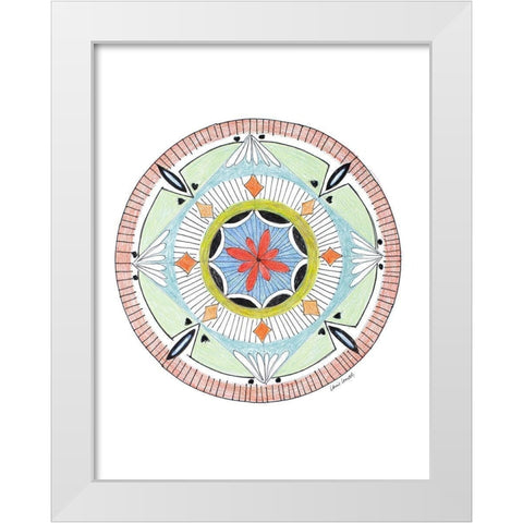 Green Mandala White Modern Wood Framed Art Print by Loreth, Lanie