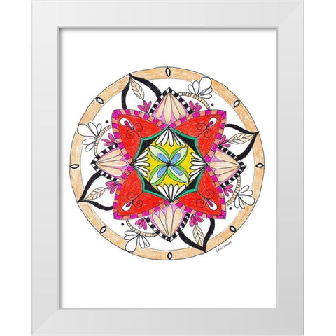 Orange Burst Mandala White Modern Wood Framed Art Print by Loreth, Lanie
