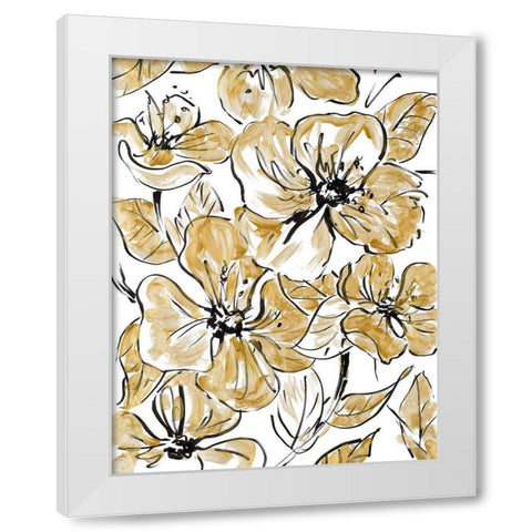 Golden Sketch Floral I White Modern Wood Framed Art Print by Loreth, Lanie