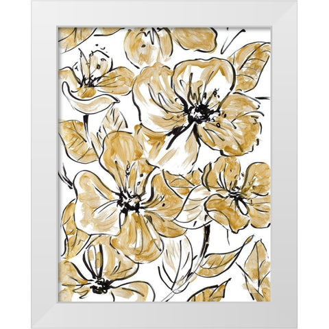Golden Sketch Floral I White Modern Wood Framed Art Print by Loreth, Lanie