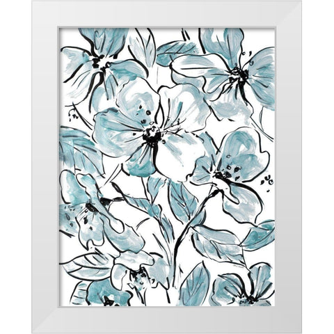 Sketch Floral In Blues I White Modern Wood Framed Art Print by Loreth, Lanie