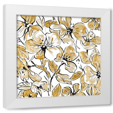 Golden Sketch Floral Square White Modern Wood Framed Art Print by Loreth, Lanie