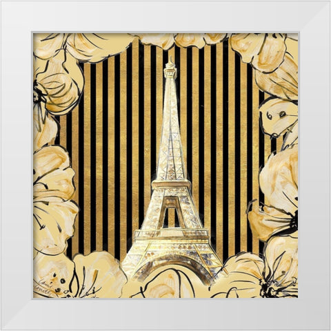Golden Paris I White Modern Wood Framed Art Print by Loreth, Lanie