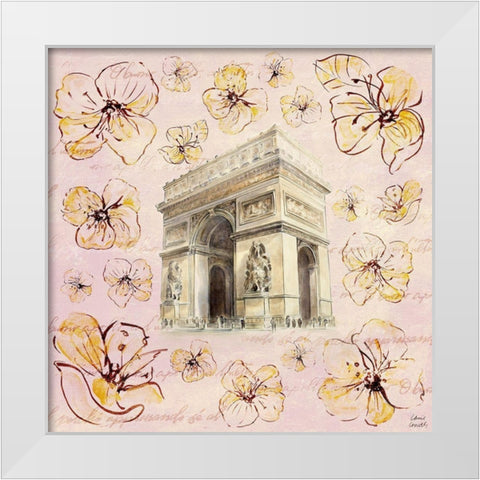 Golden Paris On Floral II White Modern Wood Framed Art Print by Loreth, Lanie
