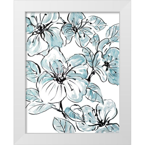 Sketch Floral In Blues II White Modern Wood Framed Art Print by Loreth, Lanie