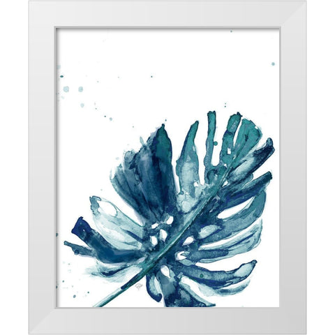 Teal Palm Frond I White Modern Wood Framed Art Print by Pinto, Patricia