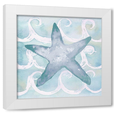 Azure Sea Creatures I White Modern Wood Framed Art Print by Medley, Elizabeth