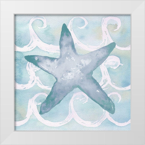 Azure Sea Creatures I White Modern Wood Framed Art Print by Medley, Elizabeth