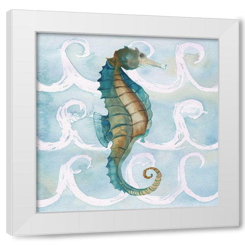 Sea Creatures on Waves II White Modern Wood Framed Art Print by Medley, Elizabeth