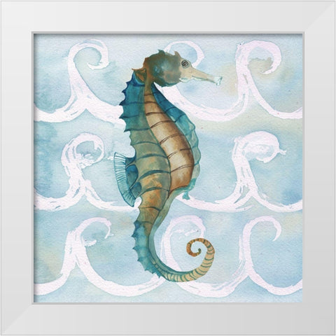 Sea Creatures on Waves II White Modern Wood Framed Art Print by Medley, Elizabeth