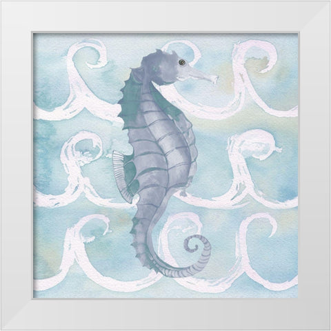 Azure Sea Creatures III White Modern Wood Framed Art Print by Medley, Elizabeth