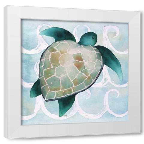 Sea Creatures on Waves III White Modern Wood Framed Art Print by Medley, Elizabeth