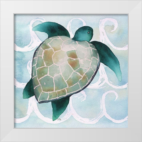 Sea Creatures on Waves III White Modern Wood Framed Art Print by Medley, Elizabeth