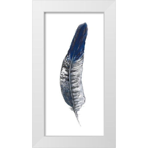 Royal Blue Tip Feather II White Modern Wood Framed Art Print by Diannart