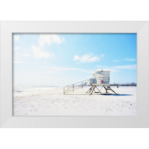 Lifeguard Station White Modern Wood Framed Art Print by SD Graphics Studio