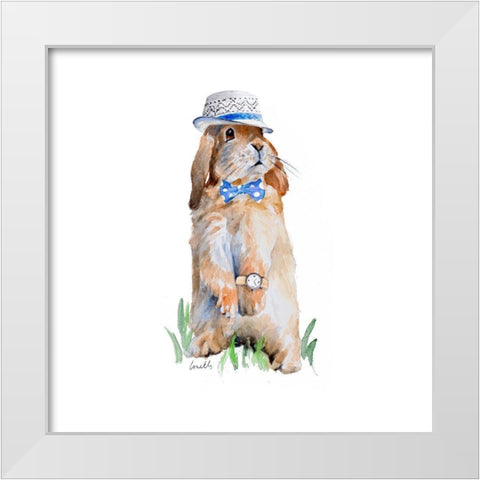 Modern Bunny V  (square) White Modern Wood Framed Art Print by Loreth, Lanie