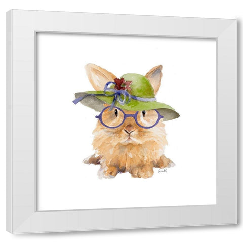 Trendy Meadow Buddy III (Purple Round Glasses) White Modern Wood Framed Art Print by Loreth, Lanie