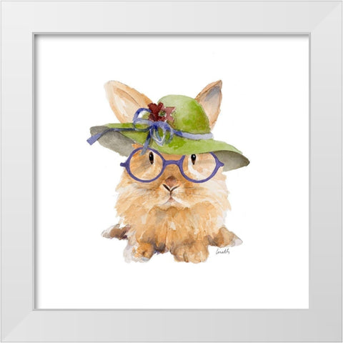 Trendy Meadow Buddy III (Purple Round Glasses) White Modern Wood Framed Art Print by Loreth, Lanie