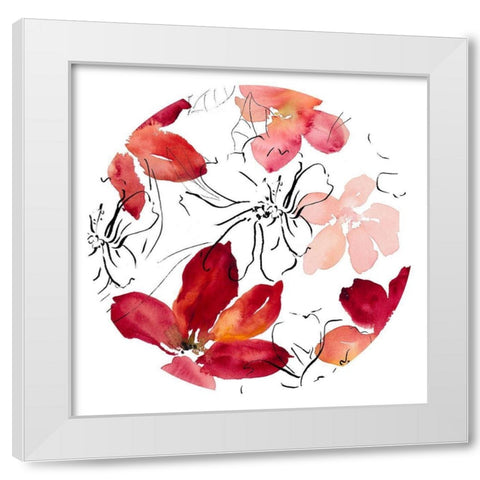 Into Summer Floral Circle White Modern Wood Framed Art Print by Loreth, Lanie