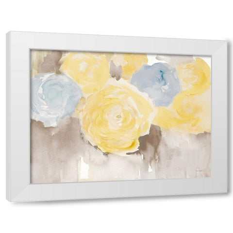 Modern Yellow Blooms White Modern Wood Framed Art Print by Loreth, Lanie