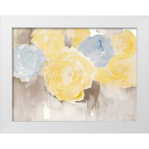 Modern Yellow Blooms White Modern Wood Framed Art Print by Loreth, Lanie
