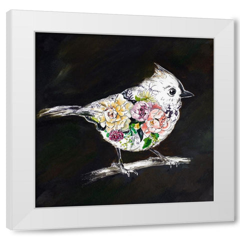 The Floral Bird II White Modern Wood Framed Art Print by Pinto, Patricia