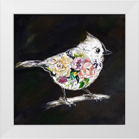 The Floral Bird II White Modern Wood Framed Art Print by Pinto, Patricia