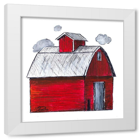 The Red Barn White Modern Wood Framed Art Print by Pinto, Patricia